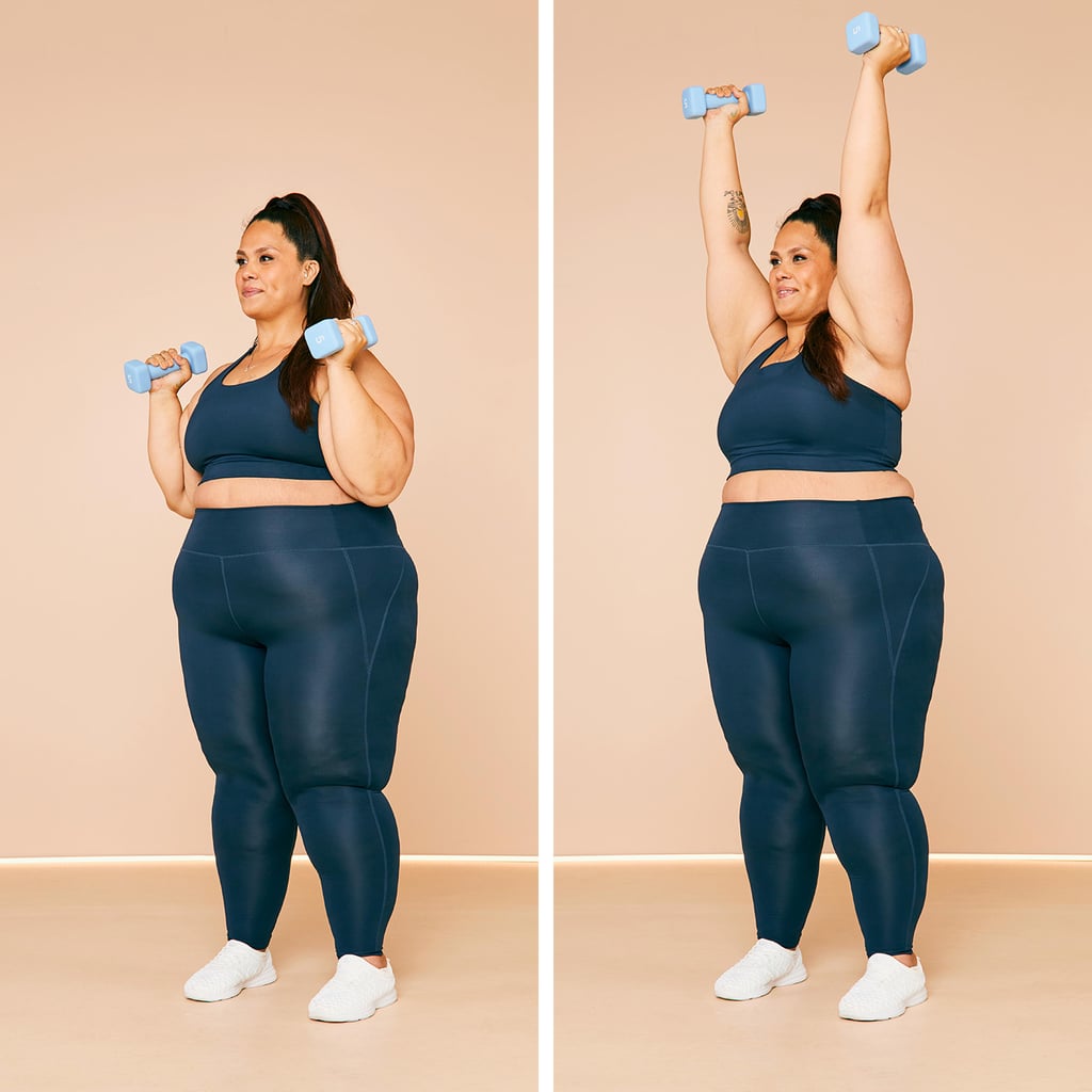 Beginner Arm Workout Superset 2, Move 1: Curl and Press