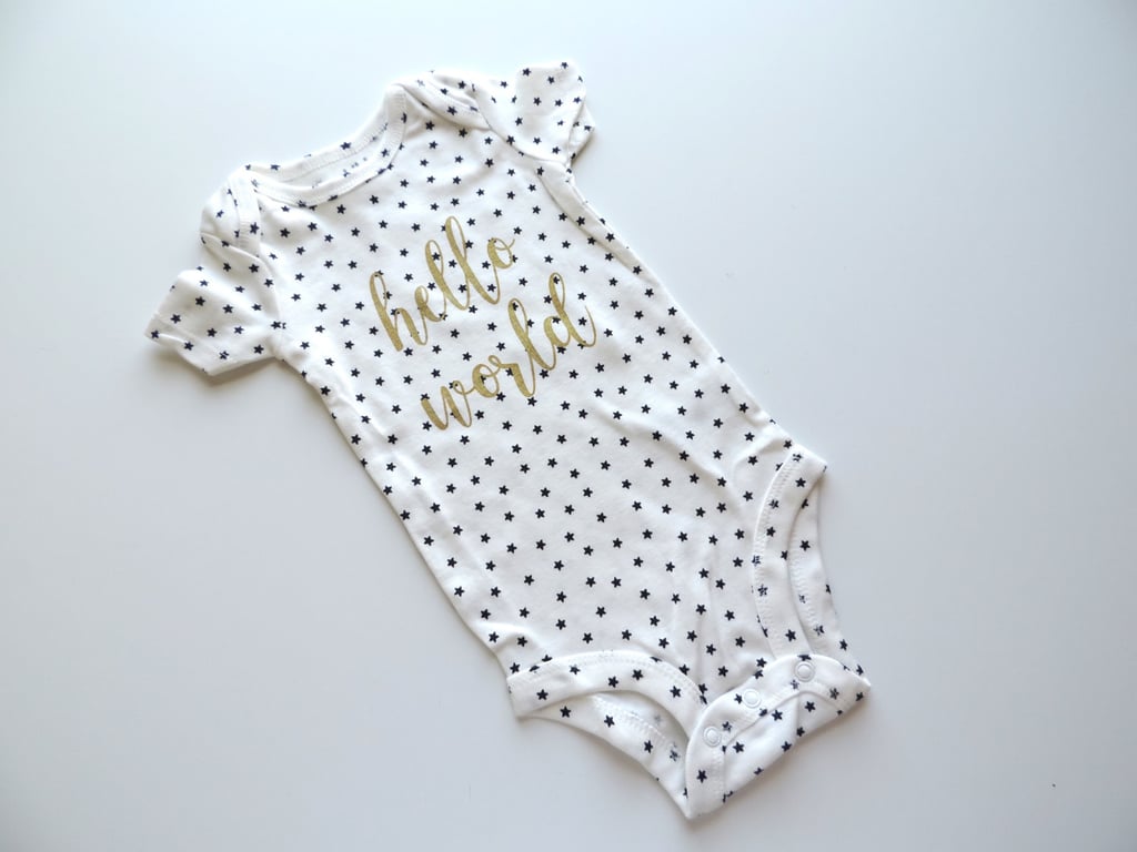 Baby Navy & Gold Hello World Star Print Onesie Outfit ($14)
