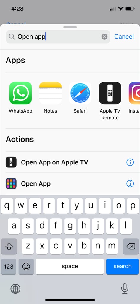 Type "Open App" Into the Search Bar and Select It When It Appears