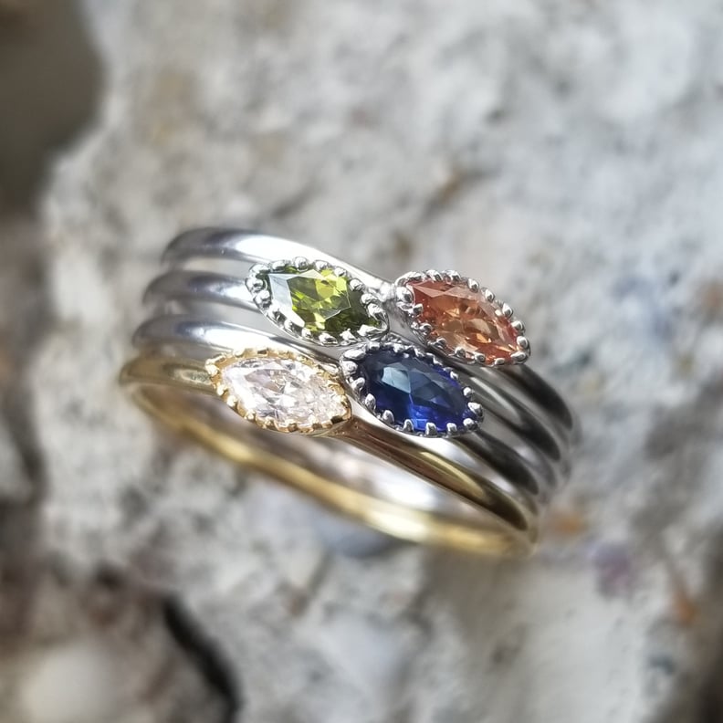 Stackable Birthstone Rings With Oval Stones