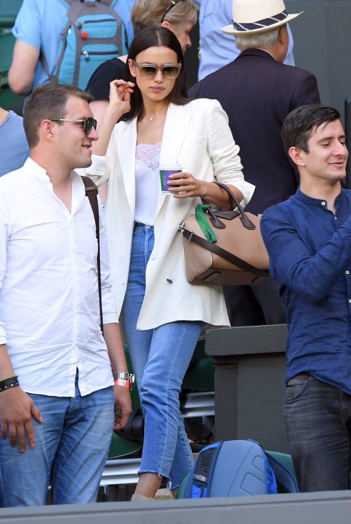 She Paired a Blazer With a Lacy Cami and Cropped Jeans, Completing the Look With Heeled Sandals