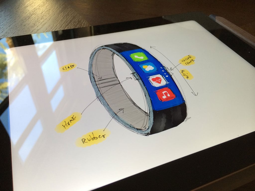 Initial Sketch of the FuelBand-Inspired iWatch