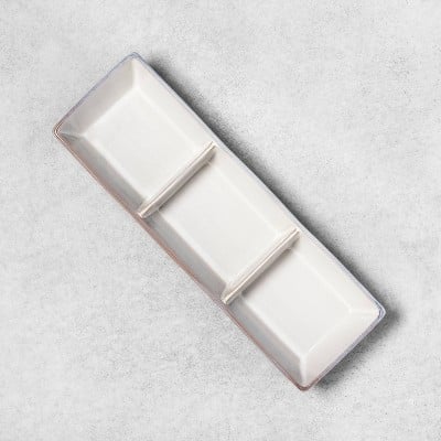 Stoneware Reactive Divided Serving Tray