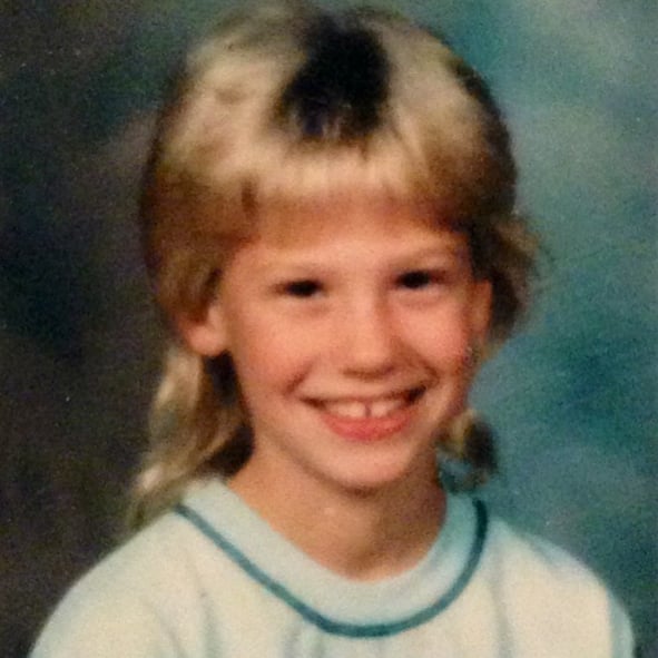 "#tbt to 5th grade when I asked my hairstylist to make me more aerodynamic. #partyinthebacky'all"