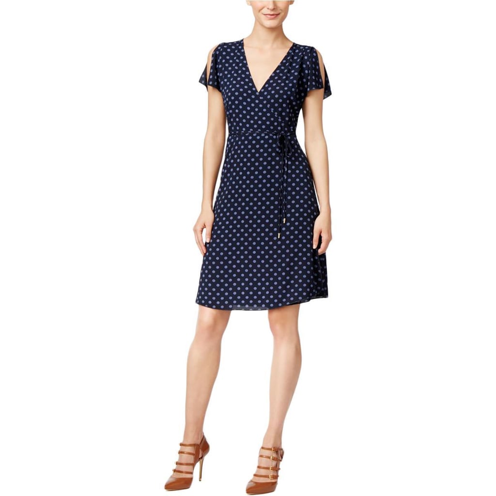 Michael Michael Kors Womens Crepe Printed Wrap Dress