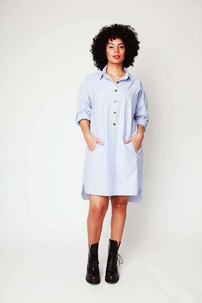 Shegul Striped Cotton Shirt Dress