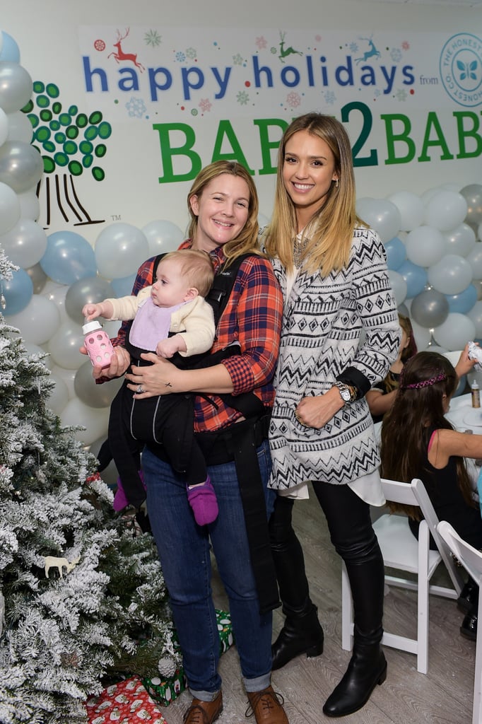 Drew Barrymore and Daughters at Jessica Alba's Holiday Event