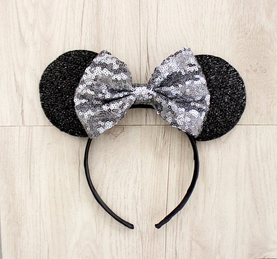 Silver and Black Sequin Minnie Ears