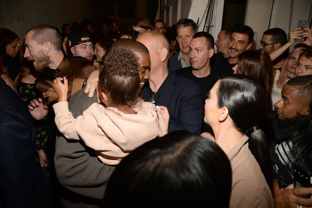Kim Kardashian and North West at Yeezy Season 2 Fashion Show