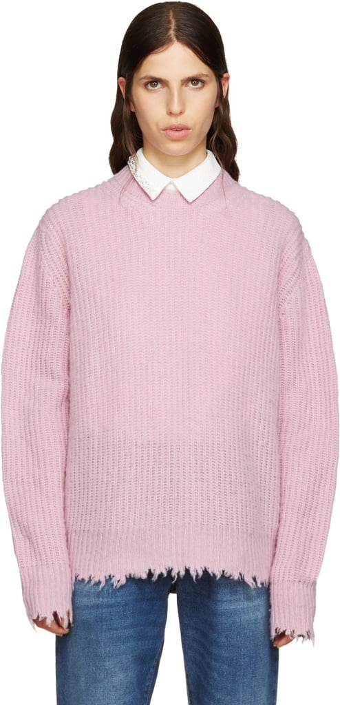 MSGM Pink Wool Fringed Sweater ($335)