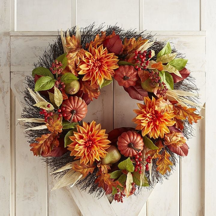 Pier 1 Imports Faux Pumpkin & Dahlia Oversized Wreath | Best Fall ...