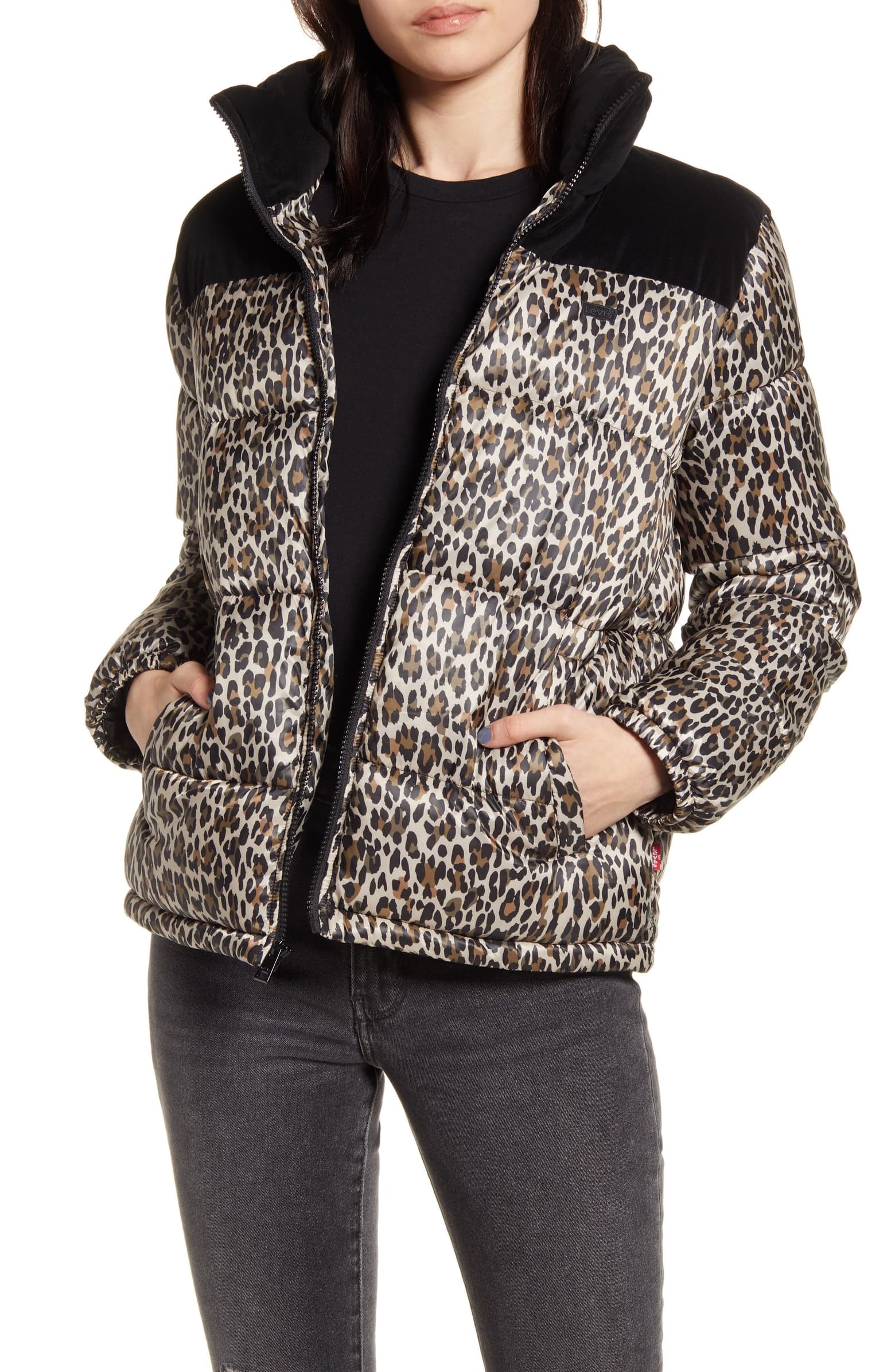leopard print puffer jacket