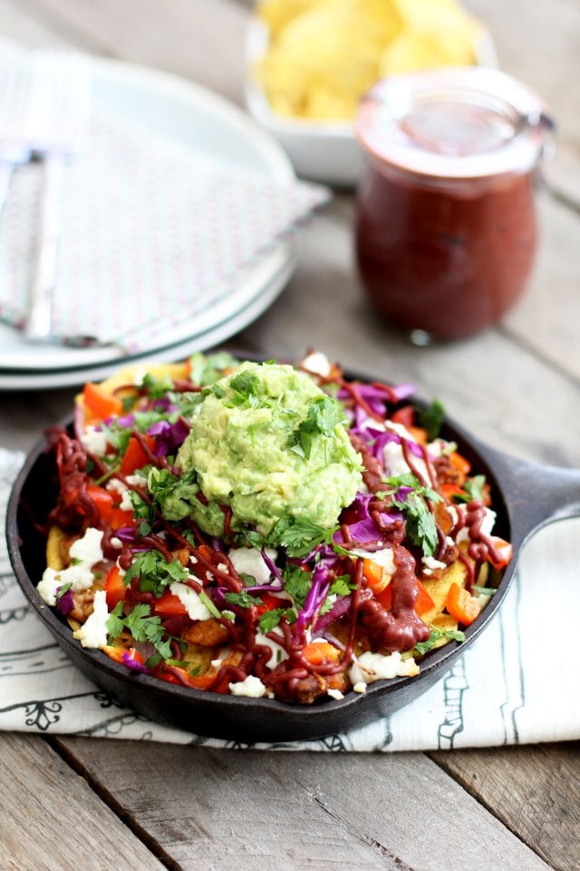 These plantain chip chicken nachos offer a colorful (and tasty) spin on the traditional version.