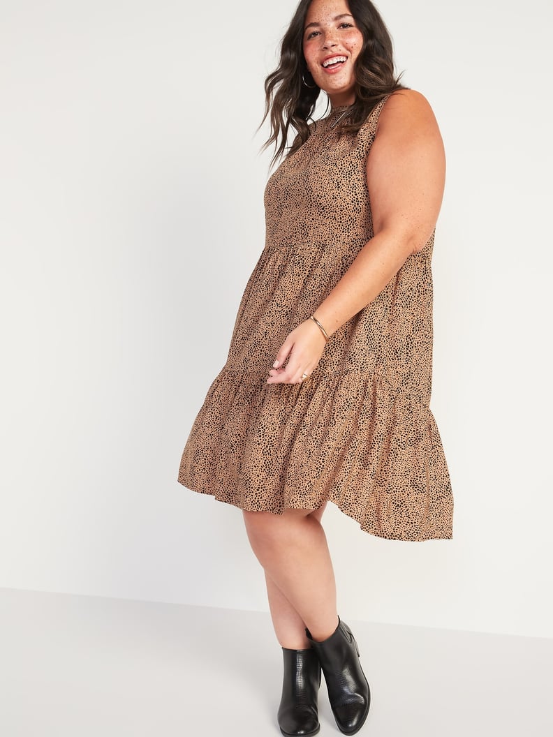 Printed Tiered Sleeveless Swing Dress