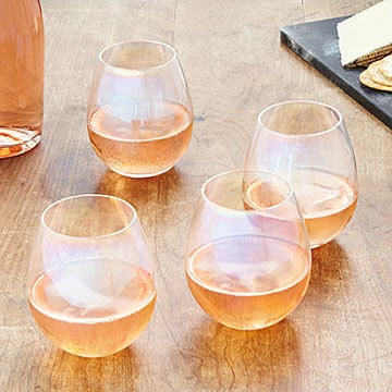 LSA International Iridescent Stemless Wine Glass Set
