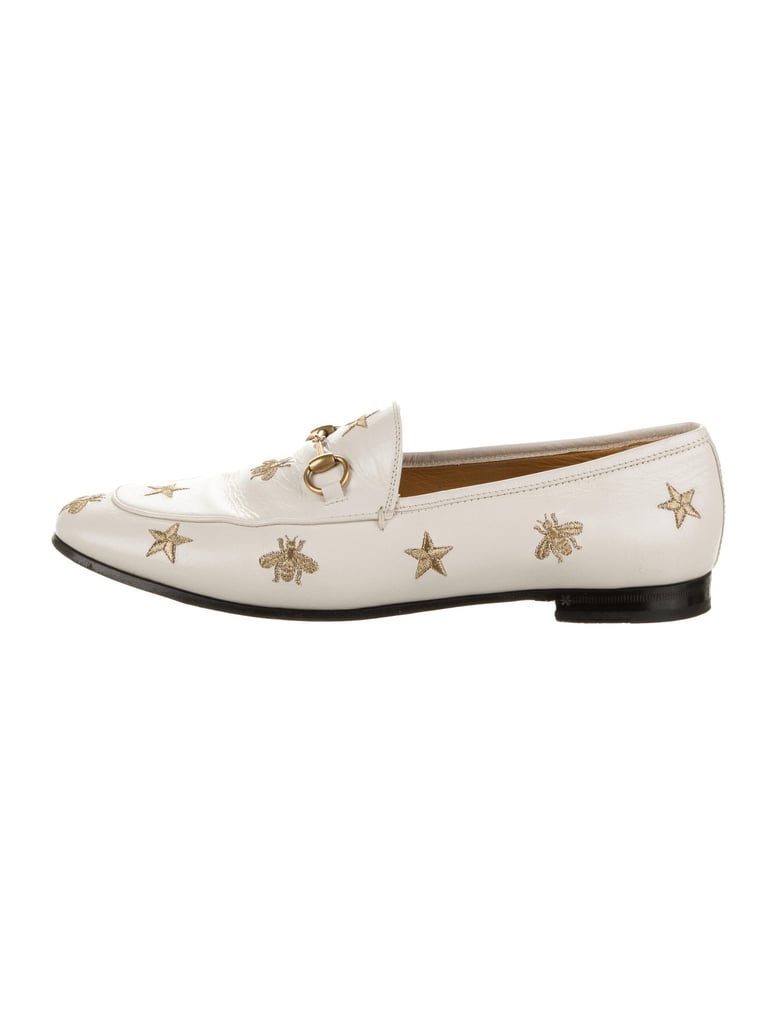 Gucci Leather Jordaan Embroidered Loafers