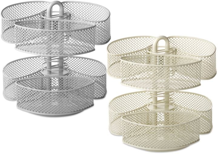 Mesh Cosmetics Organizer Carousel With Removable Baskets