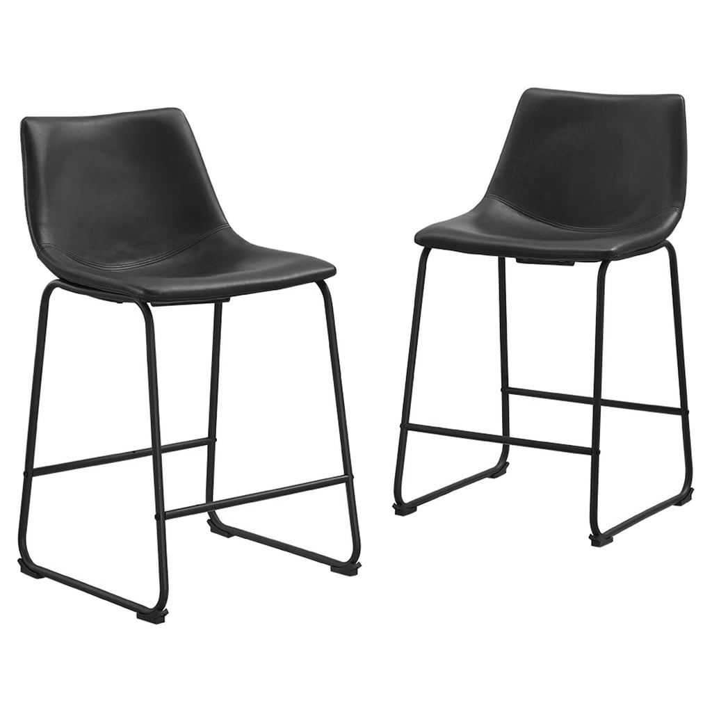 Saracina Home Set Of 2 Faux Leather Dining Kitchen Counter Stools