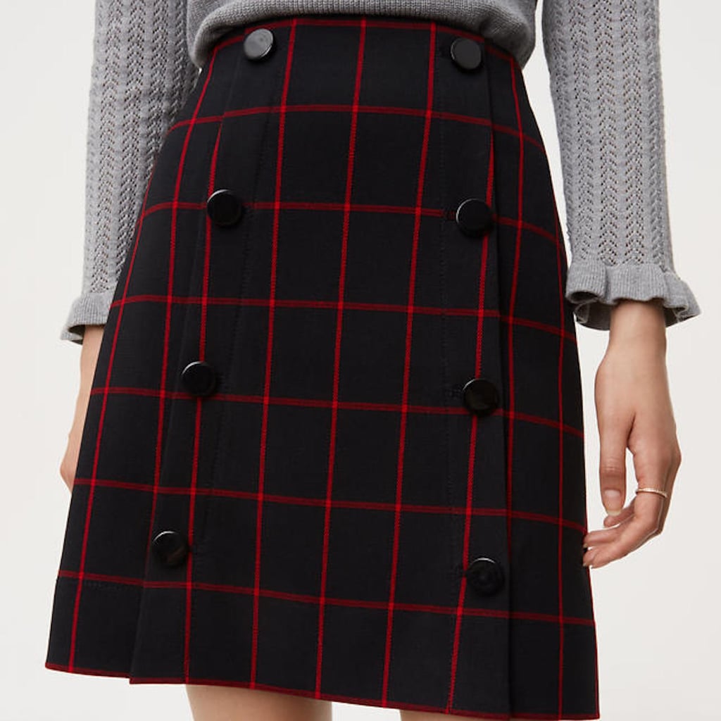 yellow plaid skirt loft
