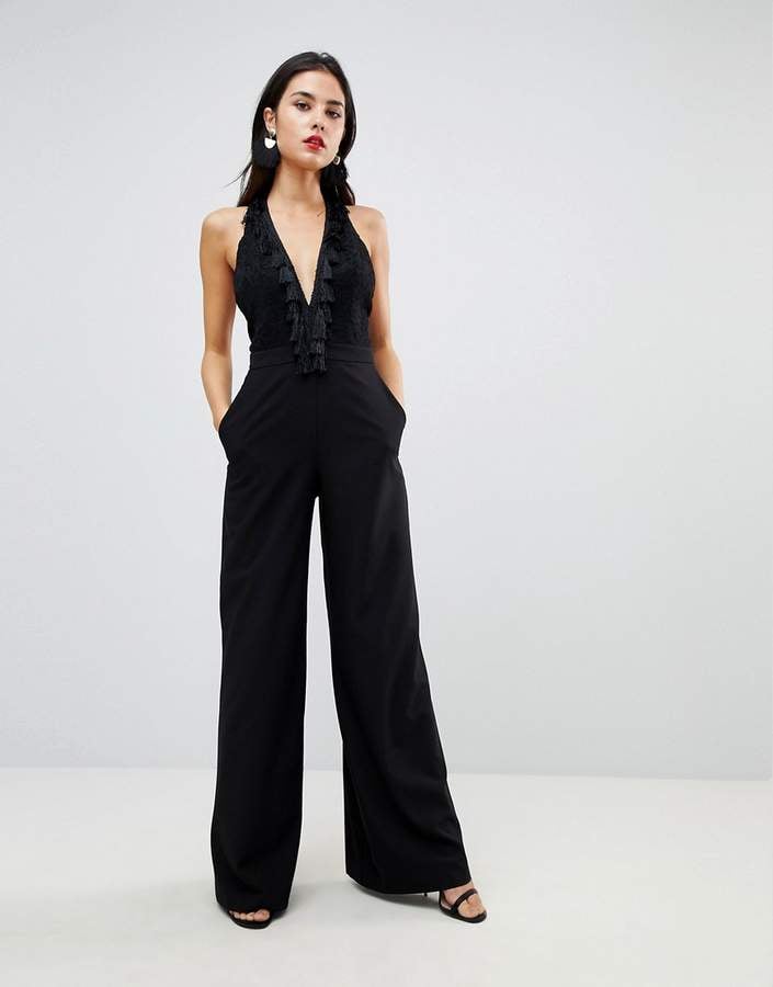 Jumpsuit With Lace Top Fringing