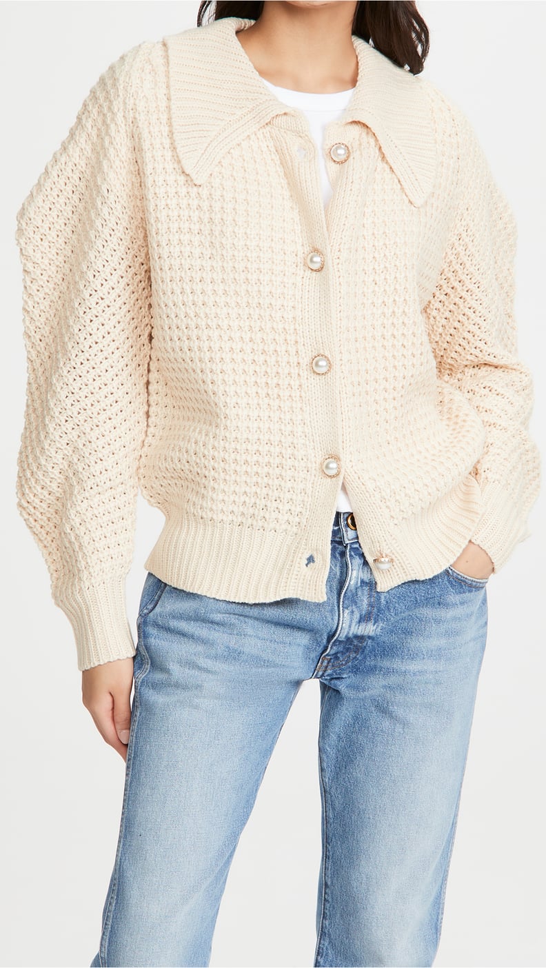 Moon River Collared Puff Sleeve Sweater