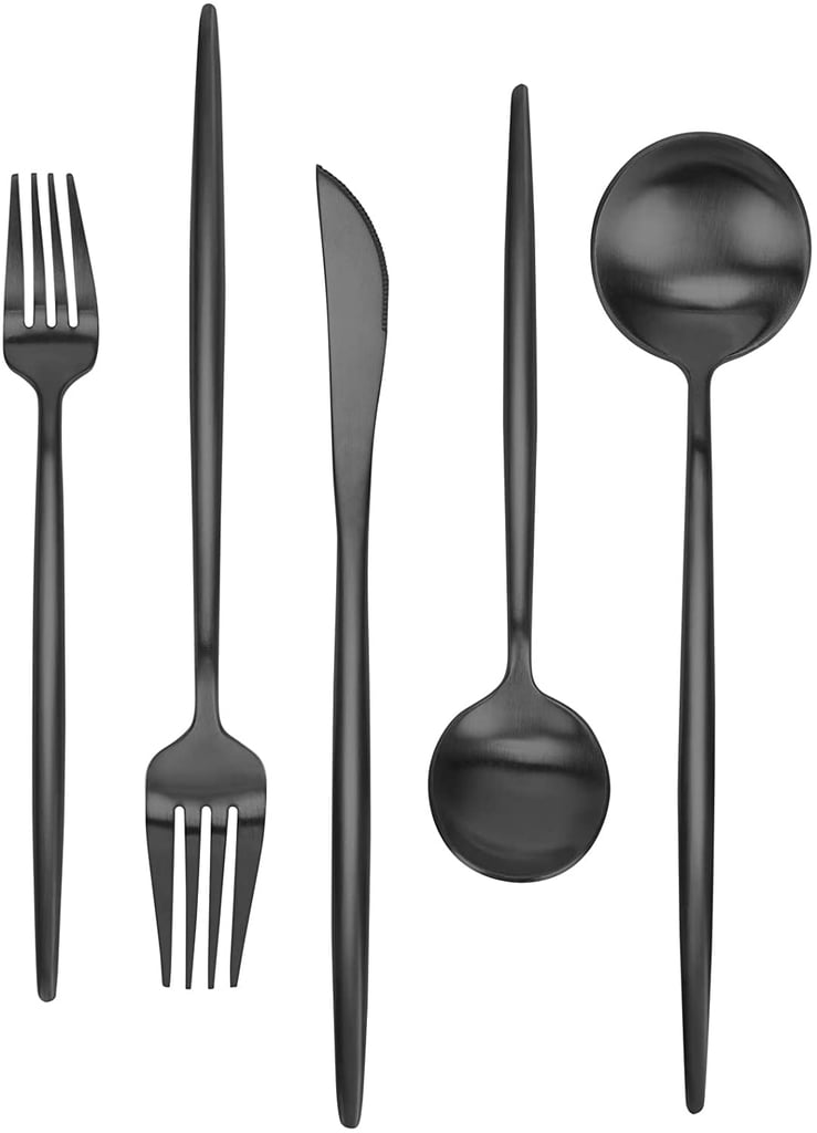 Dinner Is Served" Fameware Matte Black Silverware Set