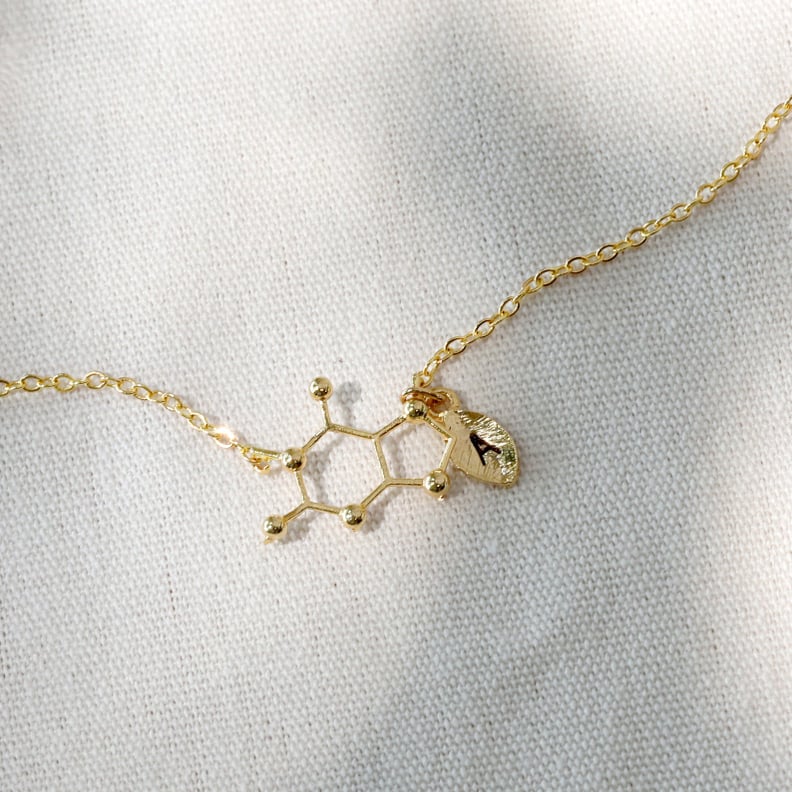 A Minimalist Necklace: Personalized Caffeine Molecule Pendant Necklace