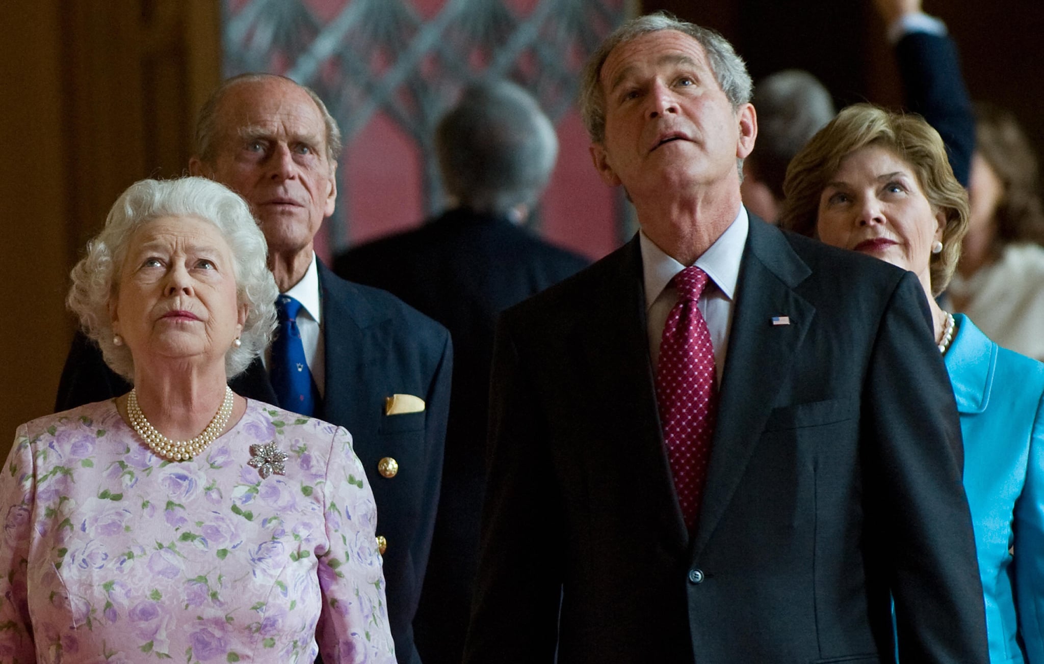 Britain's Queen Elizabeth II (L) and Prince Philip, Duke of Edinburgh give a tour of St George's Hall at Windsor Castle. Britain's Queen Elizabeth II (L) and Prince Philip, Duke of Edinburgh give a tour of St George's Hall at Windsor Castle.