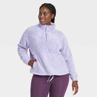 Girls' Fleece 1/2 Zip Pullover - All In Motion™ Purple S : Target