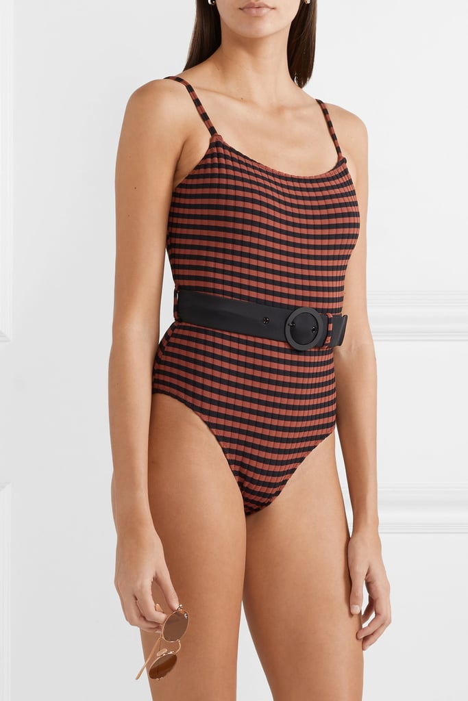 Solid & Striped Nina Striped Belted One-Piece Swimsuit