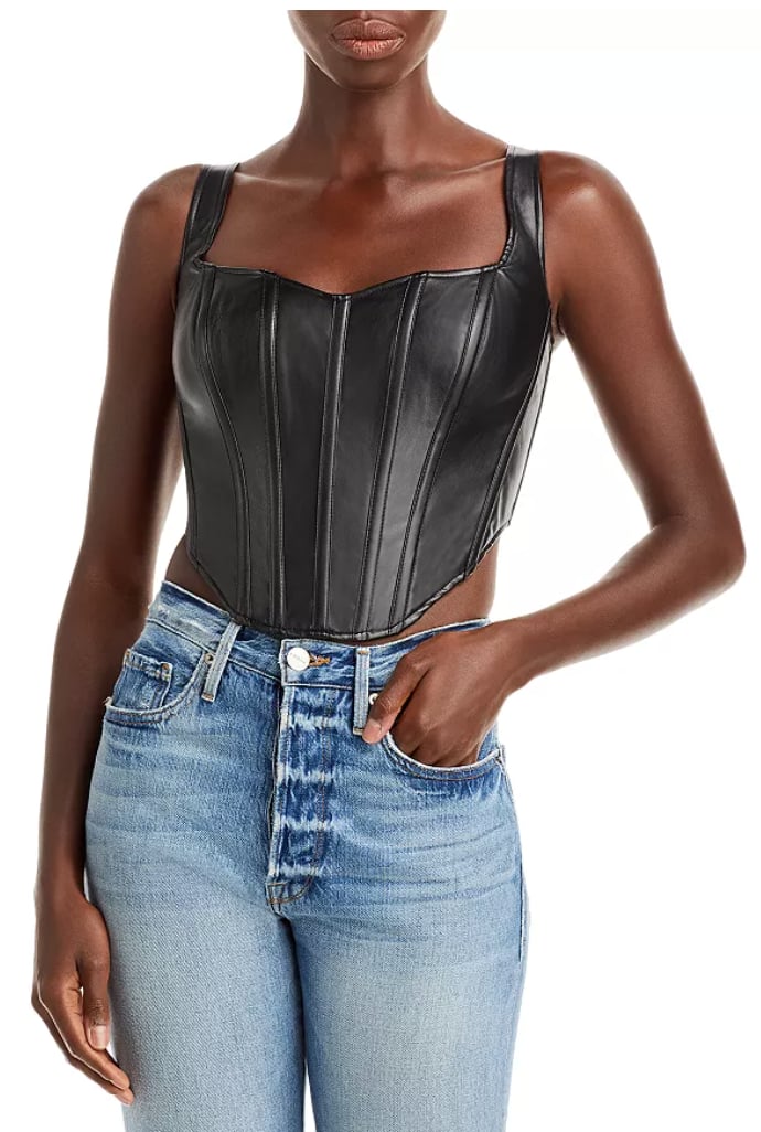 Gothic Faux Leather Bustier Crop Top - Gothic Babe Co