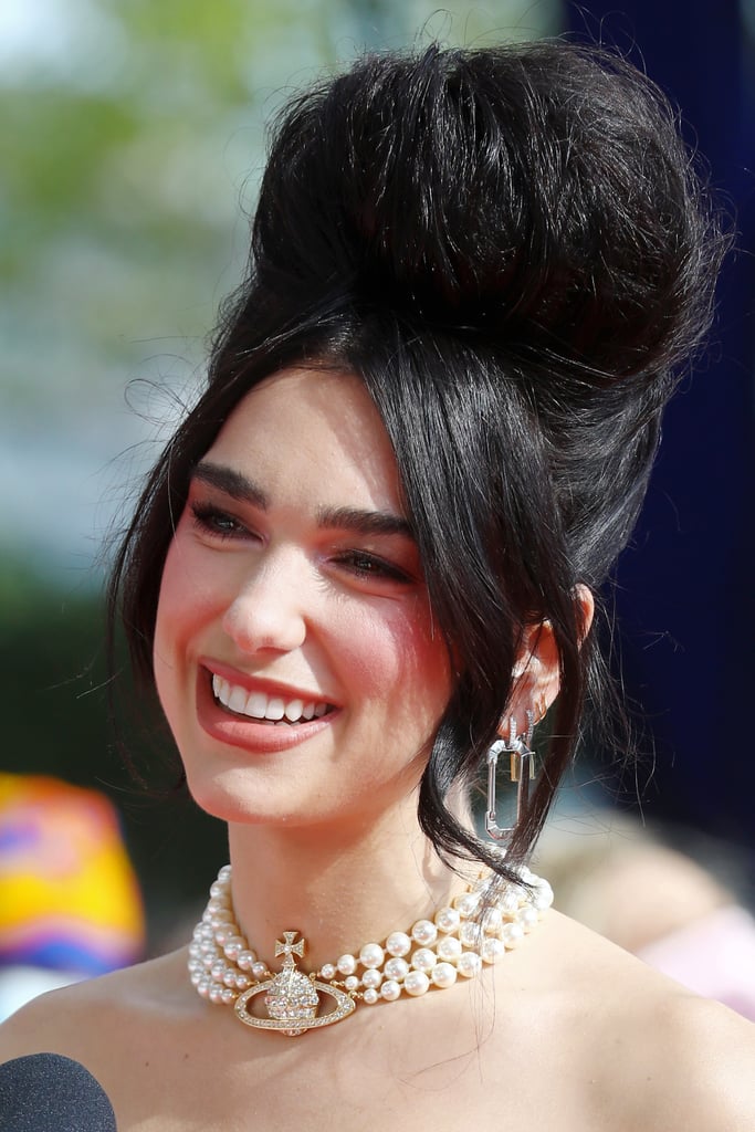 Dua Wearing Her Vivienne Westwood Pearl Bas Relief Choker at the BRITs