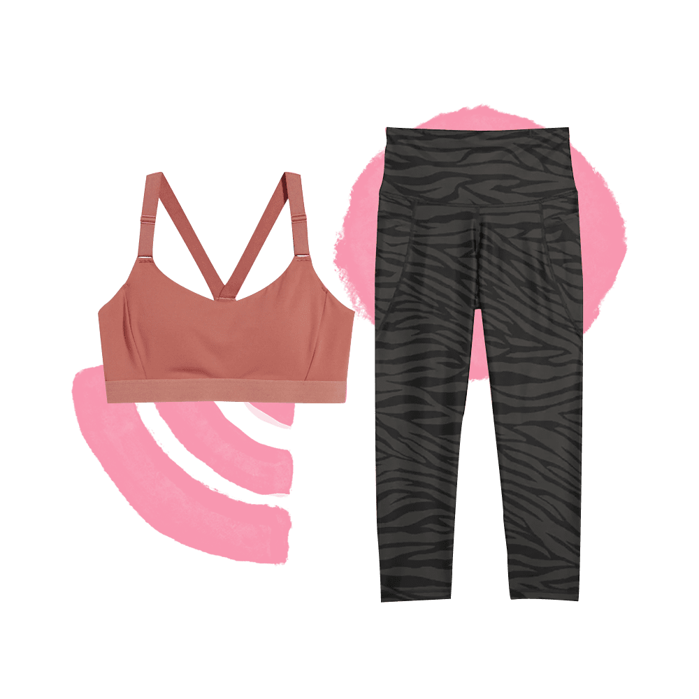 "My work-from-home uniform almost always includes leggings — who wants to wear real pants to sit on video calls all day? Instead of reaching for basic black every day, I'm mixing it up with a subtle zebra-print pair ($37). I'll pair them with a fuzzy sweater or pastel sweatshirt during the workday, then change into a coordinating sports bra ($30) to do yoga or HIIT at home once I shut my laptop." — Annalise Mantz Lowenstein, branded content editor "My work-from-home uniform almost always includes leggings — who wants to wear real pants to sit on video calls all day? Instead of reaching for basic black every day, I'm mixing it up with a subtle zebra-print pair ($37). I'll pair them with a fuzzy sweater or pastel sweatshirt during the workday, then change into a coordinating sports bra ($30) to do yoga or HIIT at home once I shut my laptop." — Annalise Mantz Lowenstein, branded content editor