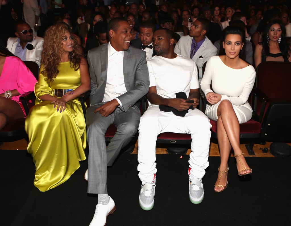 For the 2012 BET Awards, Beyoncé chose a bright Stéphane Rolland gown and JAY-Z sported a gray suit — and shared the front row with Kanye West and Kim Kardashian.