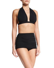 Bill High-Waist Shirred Swim Bottom