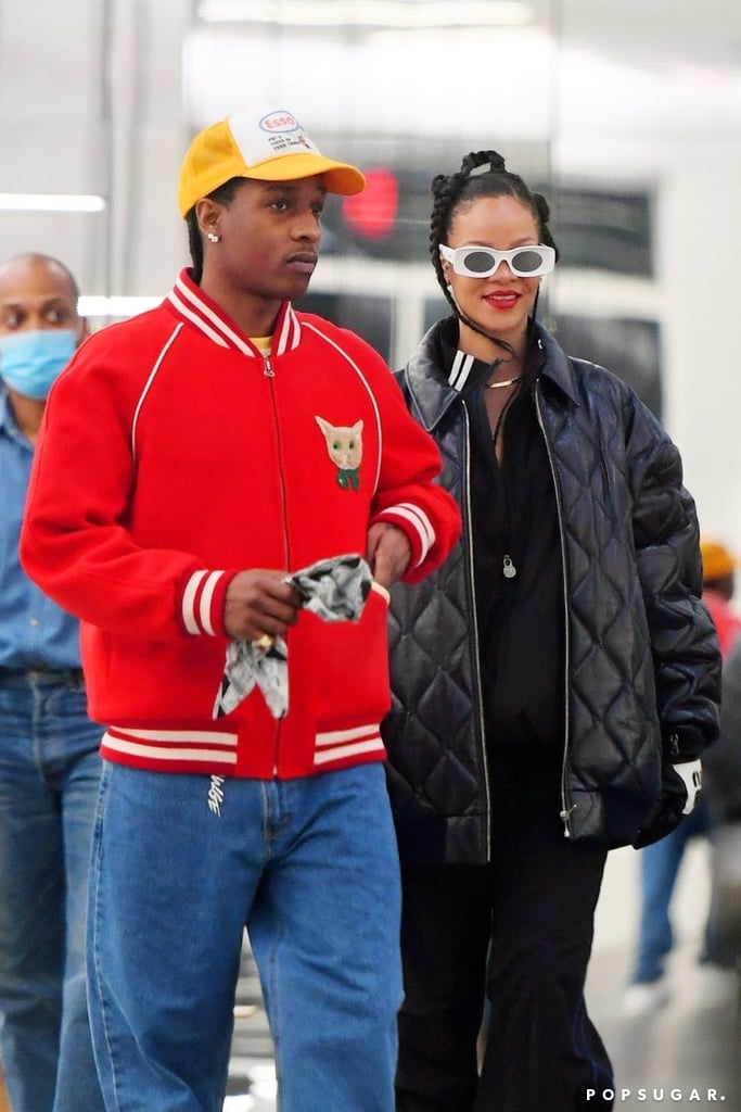 Rihanna Oversized Varsity Black and Red Jacket