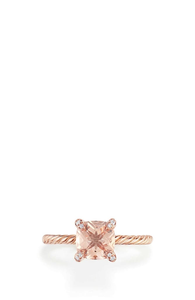 David Yurman Chatelaine Ring With Morganite and Diamonds in 18k Rose Gold