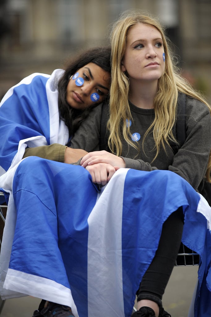 Two "Yes" supporters looked downcast after the results were announced.