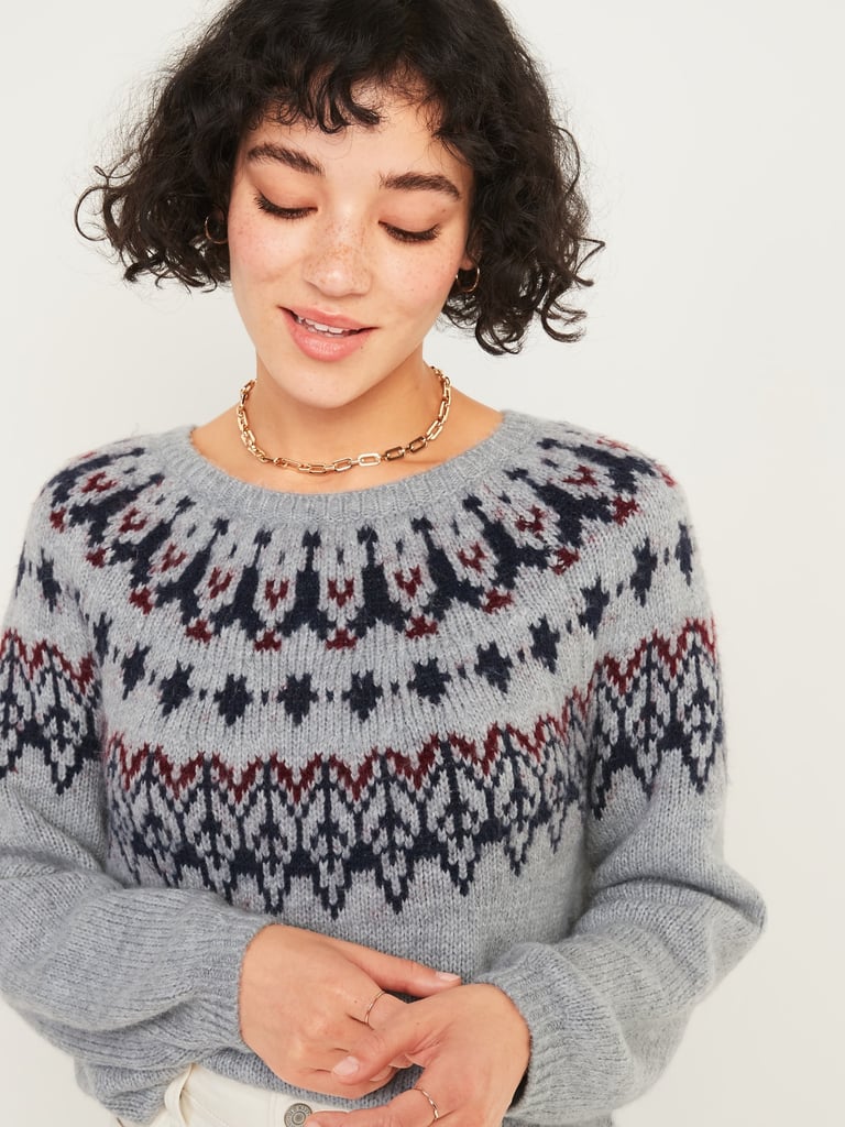 Cozy Fair Isle Blouson-Sleeve Sweater | Best Sweaters For Women at Old ...