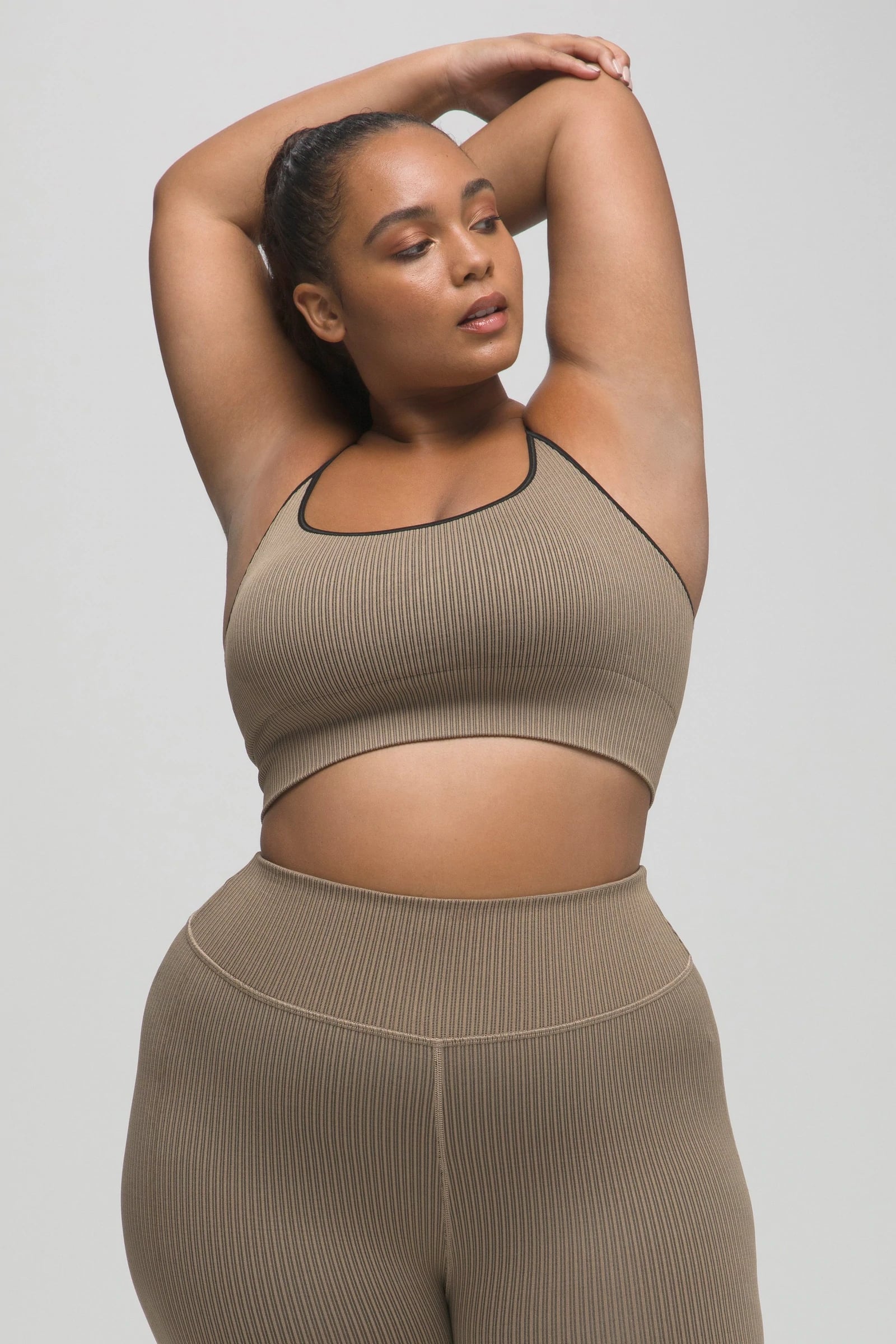A Neutral Set: Good American Seamless Ribbed Bra and Seamless Core Power  Legging, 10 Size-Inclusive Workout Sets Worth Investing In This Spring
