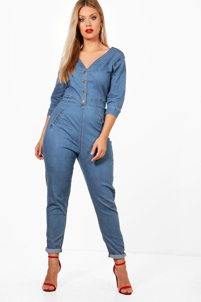 Boohoo Front Denim Jumpsuit