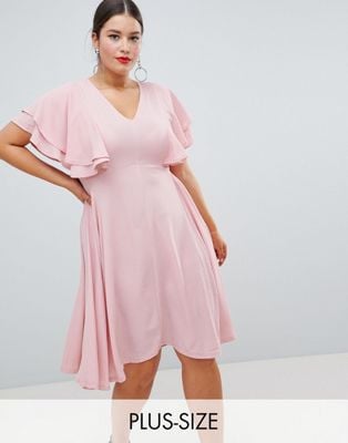 Boohoo Plus Angel Sleeve Midi Dress