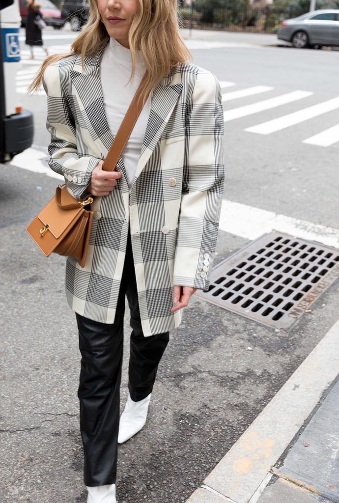 The Outfit Formula: Vintage Leather Pants + a Blazer + a Turtleneck + Boots + a Bag
