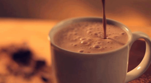 Steamy cups of hot chocolate.