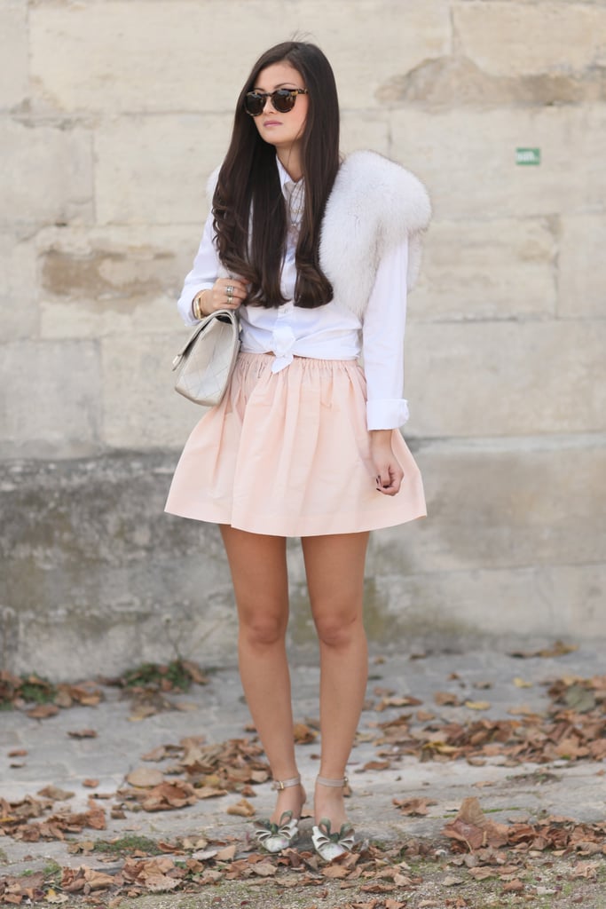The softest petal-pink skirt got a touch of luxe via a fur stole.
The softest petal-pink skirt got a touch of luxe via a fur stole.