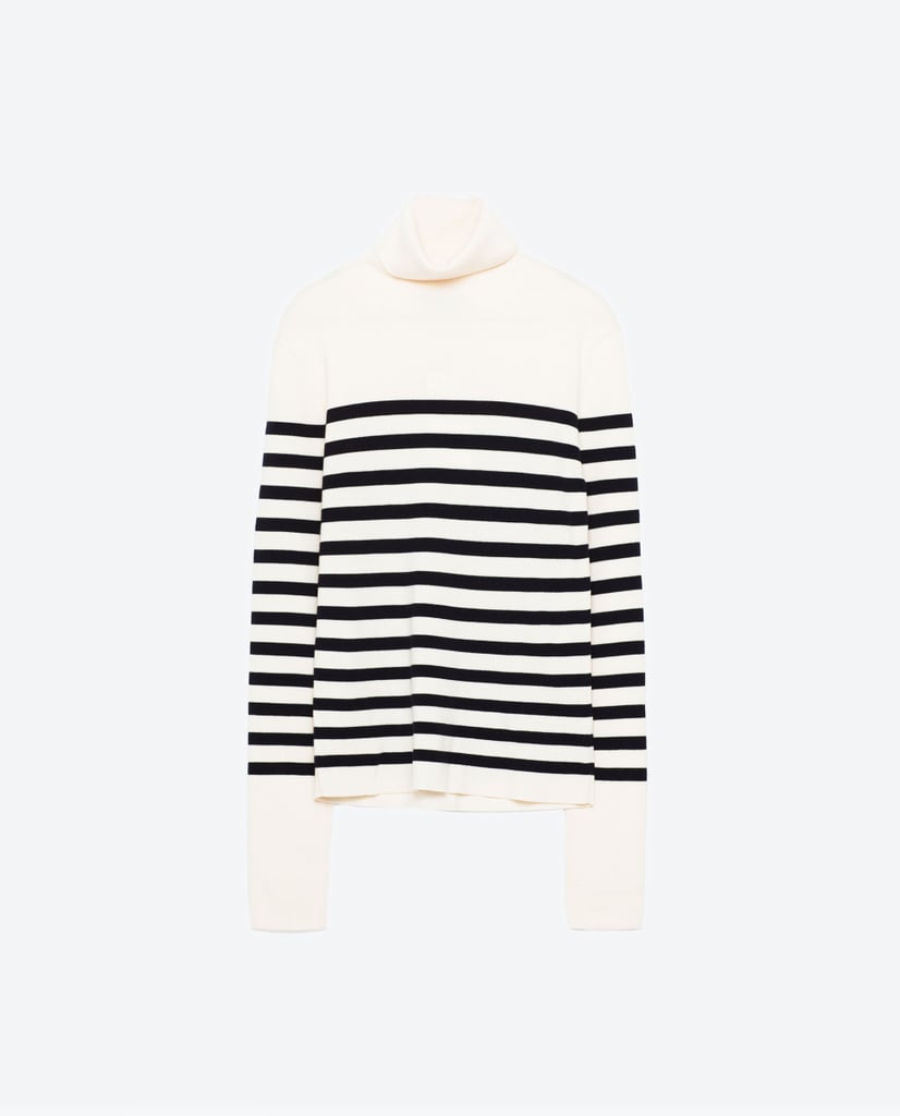 Your favorite striped shirt just got a Fall update. 
Striped Roll Neck Sweater ($100)