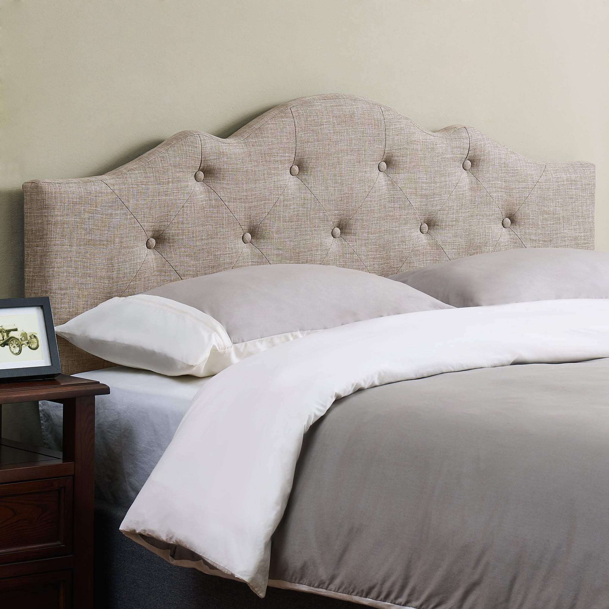 Mainstays minimal shop tufted rounded headboard