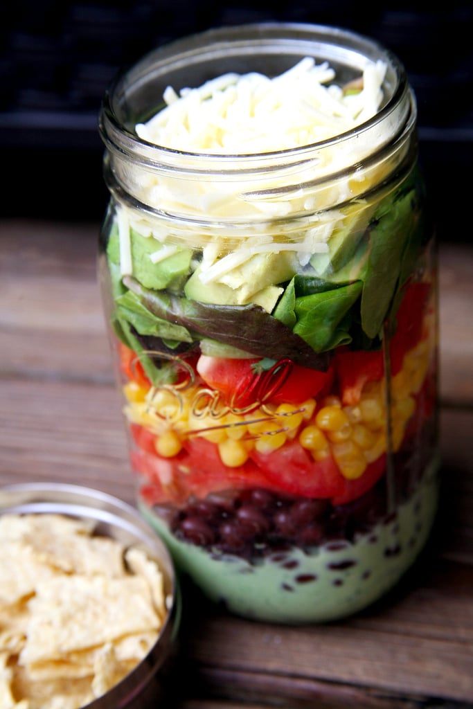 Vegetarian Layered Taco Salad With Cilantro Lime Dressing