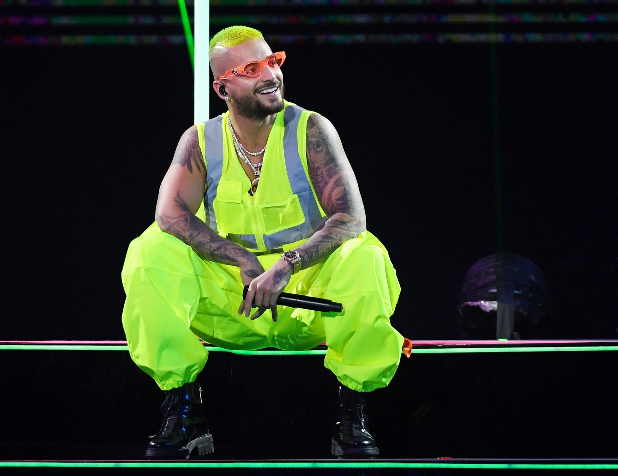 LAS VEGAS, NEVADA - SEPTEMBER 14:  Singer/songwriter Maluma performs at the Mandalay Bay Events Center on September 14, 2019 in Las Vegas, Nevada.  (Photo by Ethan Miller/Getty Images)