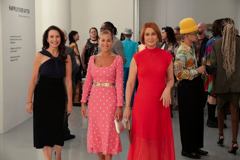 Carrie Bradshaw's Pink, Miranda Hobbes's Red, and Charlotte York's Black Dress on "AJLT" 308
